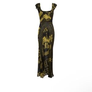 Realisation Par Gold Maxi Gown with Flutter Cap Sleeves
